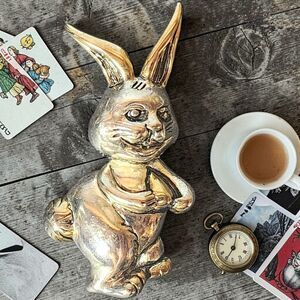 Vintage Large Silver Tone Rabbit Brooch Pendant 3” Storybook Wonderland Pin